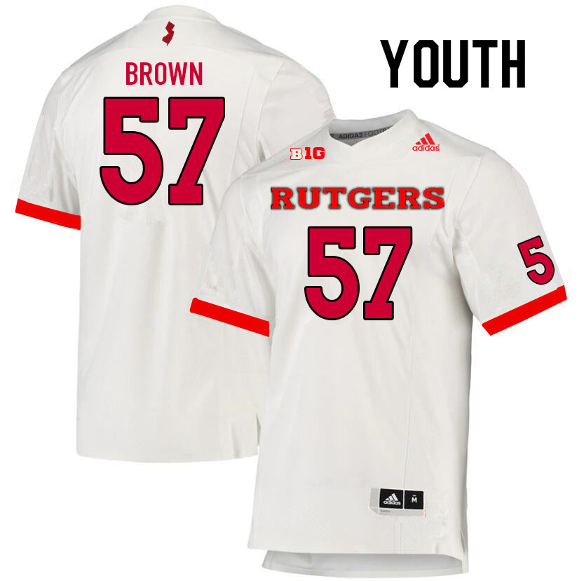 Youth #57 Ireland Brown Rutgers Scarlet Knights College Football Jerseys Sale-White